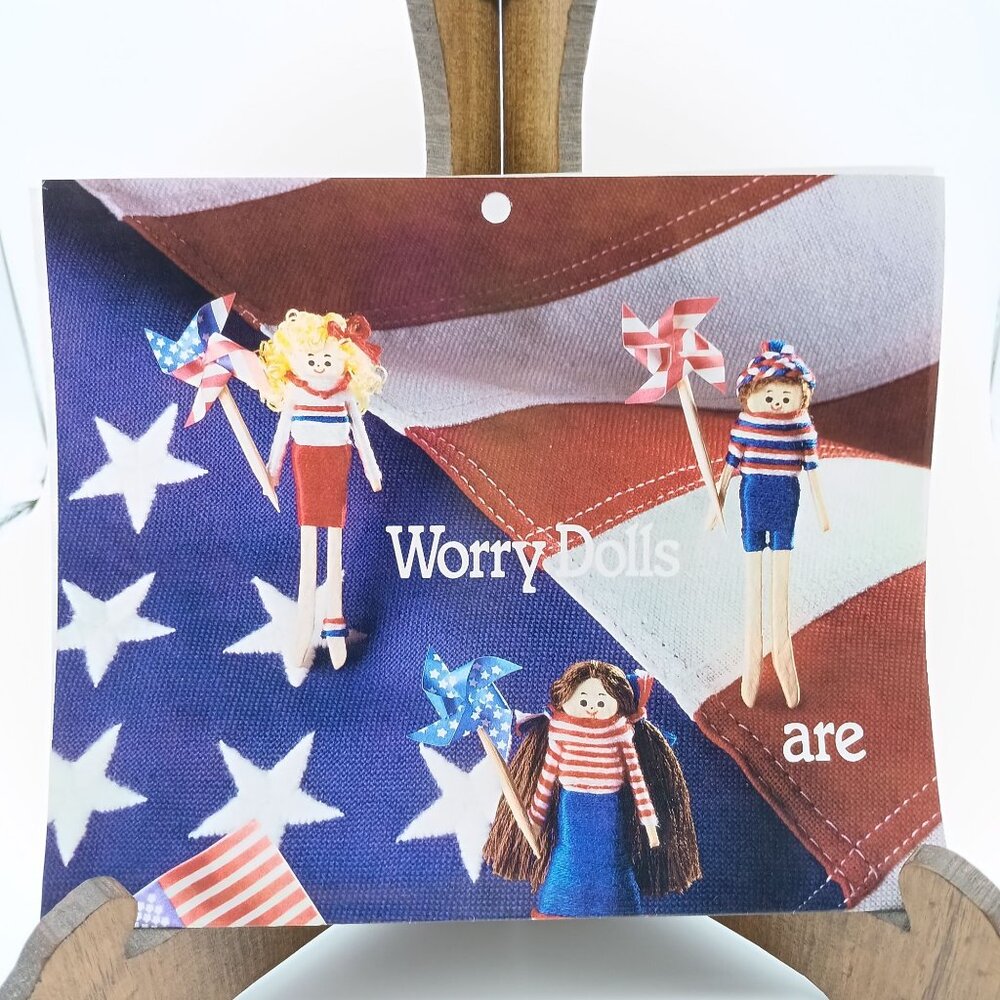 Vintage DMC Craft Pattern, Americana Worry Dolls with Embroidery Floss 1990s
